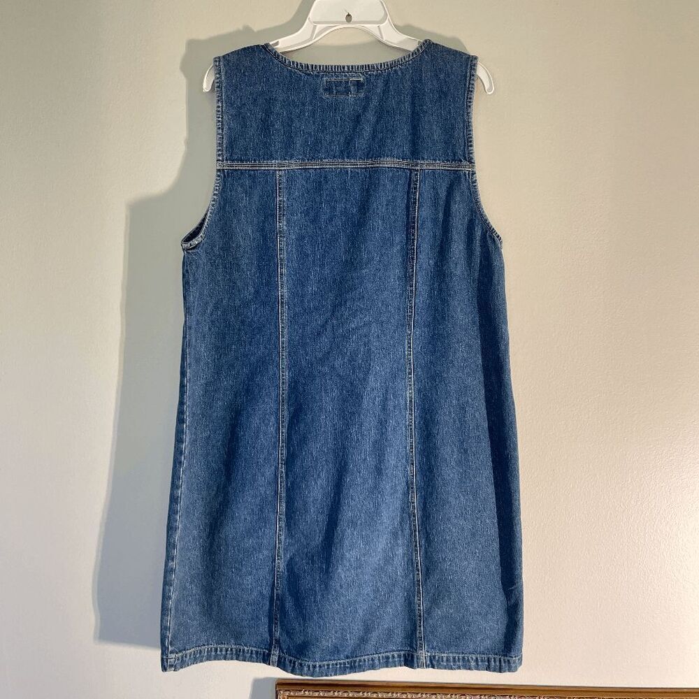 VTG 90s Bill Blass Denim Jumper Dress Pinafore Minimalist Shift L - Picture 8 of 11
